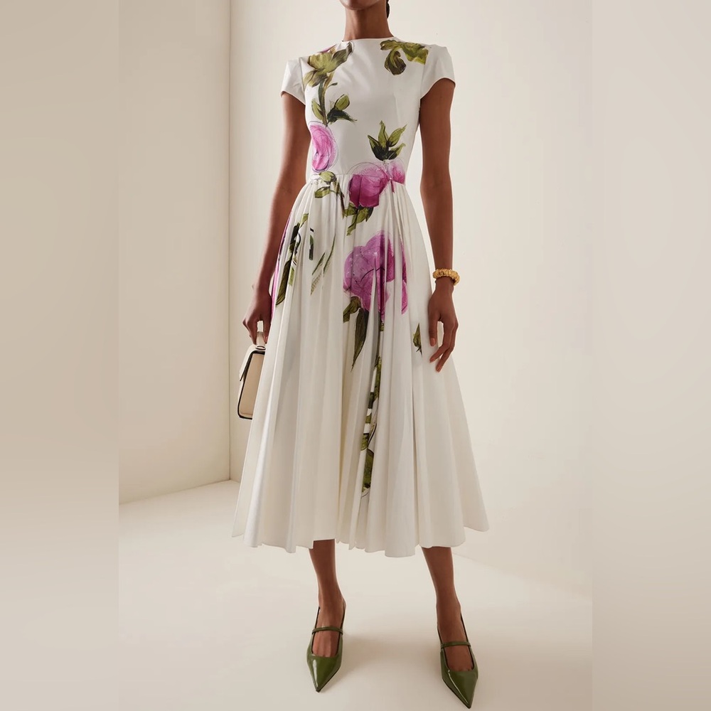 Oscar de la Renta Painted Roses Dress $4490 Size 6